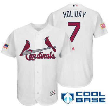 Men's St. Louis Cardinals #7 Matt Holliday White Stars & Stripes Fashion Independence Day Stitched MLB Majestic Cool Base Jersey