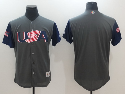 Men's USA Baseball Majestic Gray 2017 World Baseball Classic Blank Team Jersey