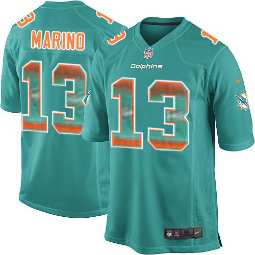 Nike Miami Dolphins #13 Dan Marino Aqua Green Team Color Men's Stitched NFL Limited Strobe Jersey