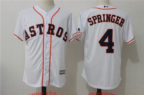 Men's Houston Astros #4 George Springer White Home Stitched MLB Majestic Cool Base Jersey