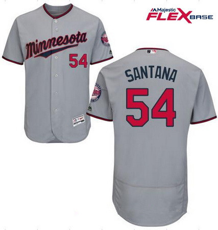 Men's Minnesota Twins #54 Ervin Santana Gray Road Stitched MLB Majestic Flex Base Jersey