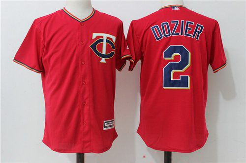 Men's Minnesota Twins #2 Brian Dozier Red Alternate Stitched MLB Majestic Cool Base Jersey