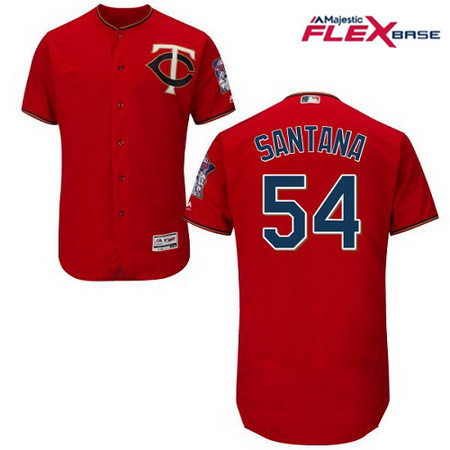 Men's Minnesota Twins #54 Ervin Santana Scarlet Red Alternate Stitched MLB Majestic Flex Base Jersey