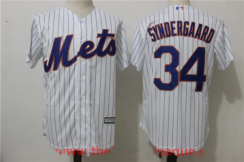 Men's New York Mets #34 Noah Syndergaard White Home Stitched MLB Majestic Cool Base Jersey