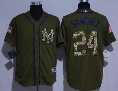 Men's New York Yankees #24 Gary Sanchez Green Salute To Service Stitched MLB Majestic Cool Base Jersey