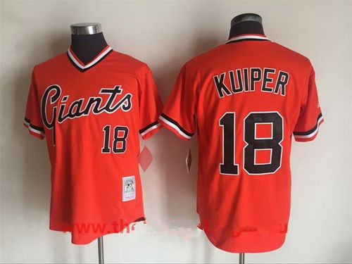 Men's San Francisco Giants #18 Duane Kuiper Orange Pullover Throwback Cooperstown Collection Stitched MLB Mitchell & Ness Jersey