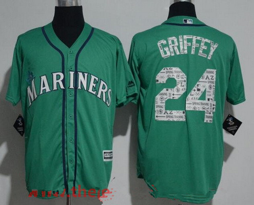 Men's Seattle Mariners #24 Ken Griffey Jr. Teal Green 2017 Spring Training Stitched MLB Majestic Cool Base Jersey