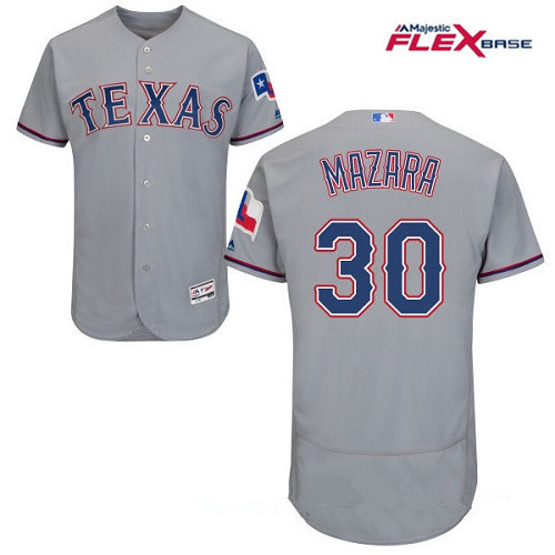 Men's Texas Rangers #30 Nomar Mazara Gray Road Stitched MLB Majestic Flex Base Jersey