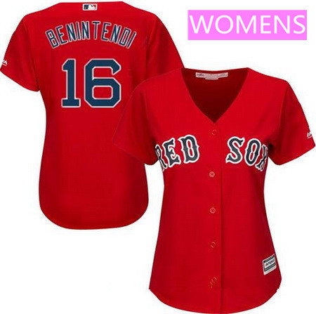 Women's Boston Red Sox #16 Andrew Benintendi Red Alternate Stitched MLB Majestic Flex Base Jersey