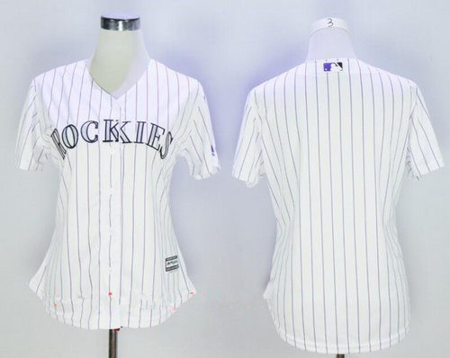 Women's Colorado Rockies Blank White Home Stitched MLB Majestic Cool Base Jersey