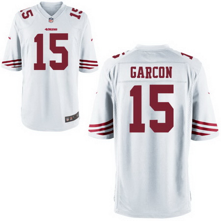 Men's San Francisco 49ers #15 Pierre Garcon White Road Stitched NFL Nike Game Jersey