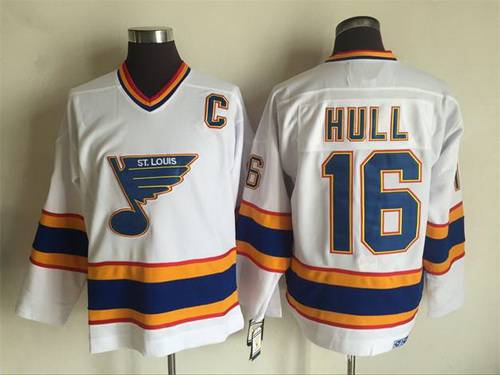 Men's St. Louis Blues #16 Brett Hull 1998-99 White CCM Vintage Throwback Jersey