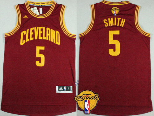 Men's Cleveland Cavaliers #5 J.R. Smith 2017 The NBA Finals Patch Red Jersey