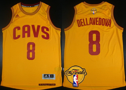 Men's Cleveland Cavaliers #8 Matthew Dellavedova 2017 The NBA Finals Patch Yellow Jersey