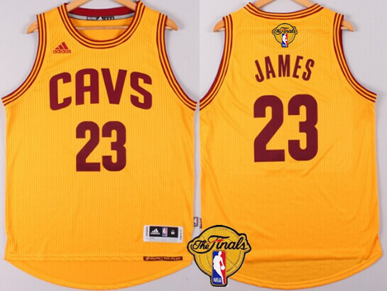 Men's Cleveland Cavaliers #23 LeBron James 2017 The NBA Finals Patch Yellow Jersey