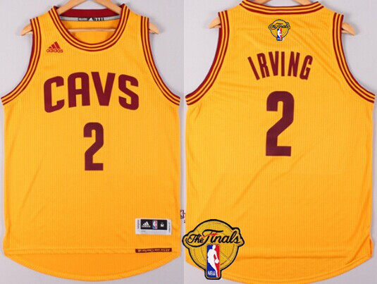 Men's Cleveland Cavaliers #2 Kyrie Irving 2017 The NBA Finals Patch Yellow Jersey