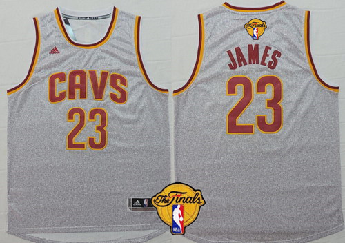 Men's Cleveland Cavaliers #23 LeBron James 2017 The NBA Finals Patch Gray Jersey