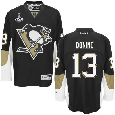 Men's Pittsburgh Penguins #13 Nick Bonino Black Team Color 2017 Stanley Cup NHL Finals Patch Jersey