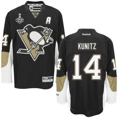 Men's Pittsburgh Penguins #14 Chris Kunitz Black Team Color 2017 Stanley Cup NHL Finals A Patch Jersey