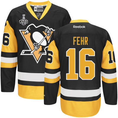 Youth Pittsburgh Penguins #16 Eric Fehr Black With Gold 2017 Stanley Cup NHL Finals Patch Jersey