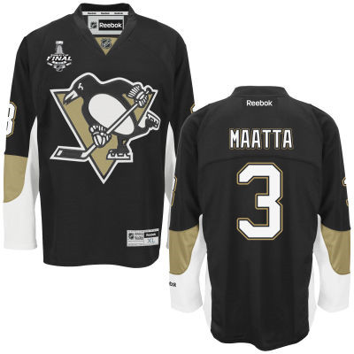 Youth Pittsburgh Penguins #3 Olli Maatta Black Home 2017 Stanley Cup NHL Finals Patch Jersey