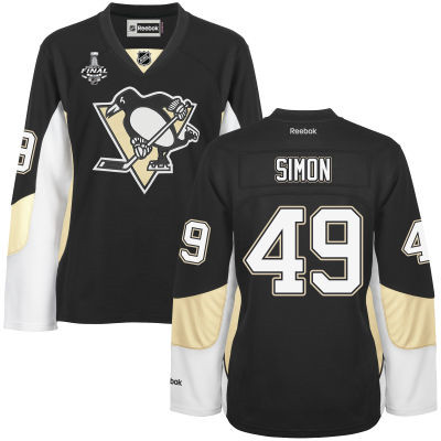 Women's Pittsburgh Penguins #49 Dominik Simon Black Team Color 2017 Stanley Cup NHL Finals Patch Jersey