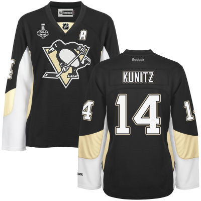 Women's Pittsburgh Penguins #14 Chris Kunitz Black Team Color 2017 Stanley Cup NHL Finals A Patch Jersey