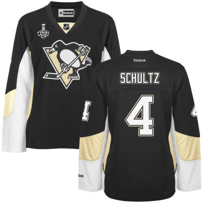 Women's Pittsburgh Penguins #4 Justin Schultz Black Team Color 2017 Stanley Cup NHL Finals Patch Jersey