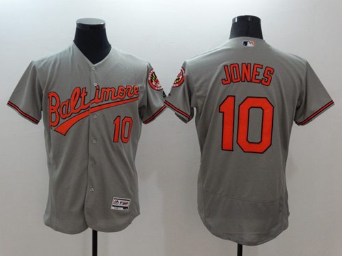 Men's Baltimore Orioles #10 Adam Jones Grey Flexbase Authentic Collection Stitched MLB Jersey