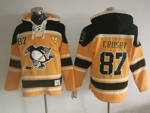 Men's Pittsburgh Penguins #87 Sidney Crosby 2016 NEW Yellow Stitched NHL Old Time Hockey Hoodie