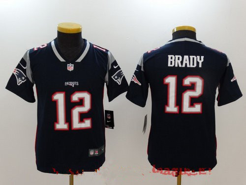 Youth New England Patriots #12 Tom Brady Navy Blue 2017 Vapor Untouchable Stitched NFL Nike Limited Jersey