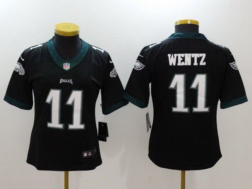 Women's Philadelphia Eagles #11 Carson Wentz Black 2017 Vapor Untouchable Stitched NFL Nike Limited Jersey