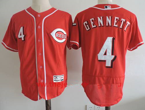 Men's Cincinnati Reds #4 Scooter Gennett Red Alternate Stitched MLB Majestic Flex Base Jersey