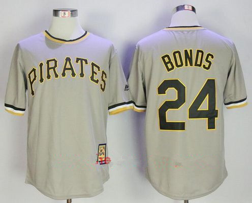 Men's Pittsburgh Pirates #24 Barry Bonds Gray Pullover Stitched MLB Majestic Cooperstown Collection Jersey