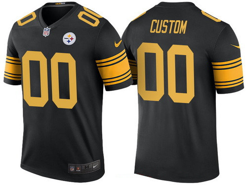 Men's Pittsburgh Steelers Black Custom Color Rush Legend NFL Nike Limited Jersey