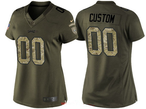 Women's Philadelphia Eagles Custom Olive Camo Salute To Service Veterans Day NFL Nike Limited Jersey