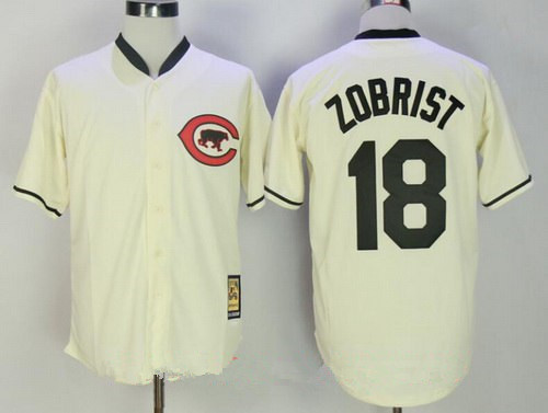 Men's Chicago Cubs #18 Ben Zobrist 2017 Cream Turn Back the Clock Stitched MLB Majestic Cooperstown Collection Jersey