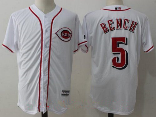 Men's Cincinnati Reds #5 Johnny Bench Retired White Cool Base Stitched MLB Jersey