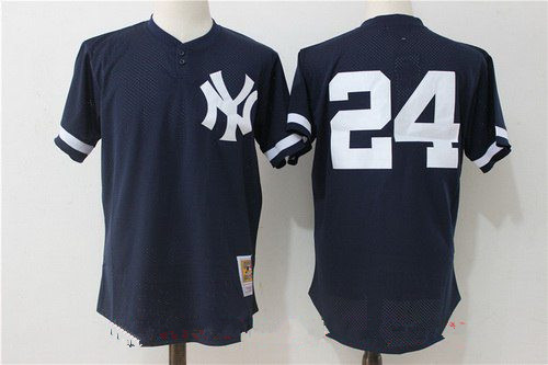 Men's New York Yankees #24 Gary Sanchez Navy Blue Throwback Mesh Batting Practice Stitched MLB Mitchell & Ness Jersey