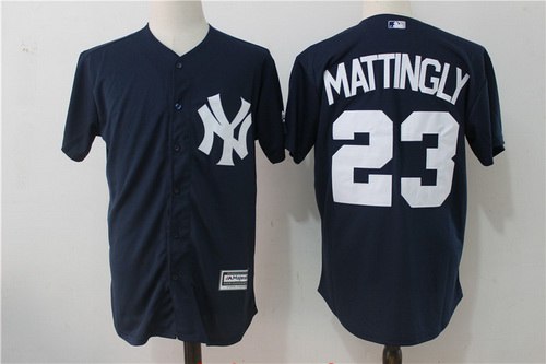 Men's New York Yankees #23 Don Mattingly Navy Blue Stitched MLB Majestic Cool Base Jersey