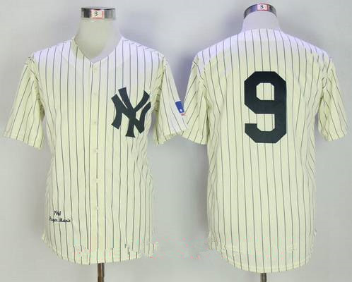 Men's New York Yankees #9 Roger Maris Cream Pinstripe 1961 Throwback Cooperstown Collection Stitched MLB Mitchell & Ness Jersey