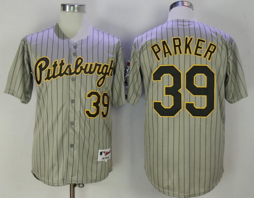 Men's Pittsburgh Pirates #39 Dave Parker Gray Pinstripe 1997 Throwback Turn Back The Clock MLB Majestic Collection Jersey