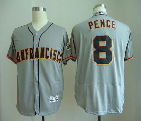 Men's San Francisco Giants #8 Hunter Pence Gray Road Stitched MLB Majestic Flex Base Jersey