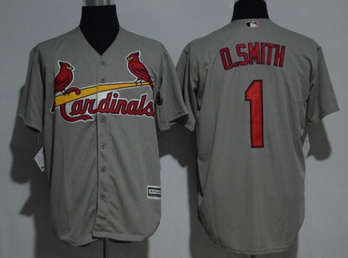 Men's St. Louis Cardinals #1 Ozzie Smith Retired Retired Gray Road Stitched MLB Majestic Cool Base Jersey