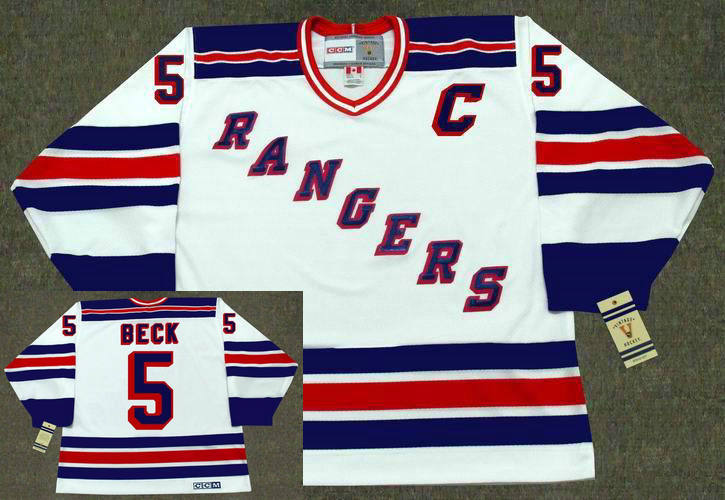 Men's York Rangers #5 BARRY BECK 1983 CCM Vintage Home NHL Hockey Jersey