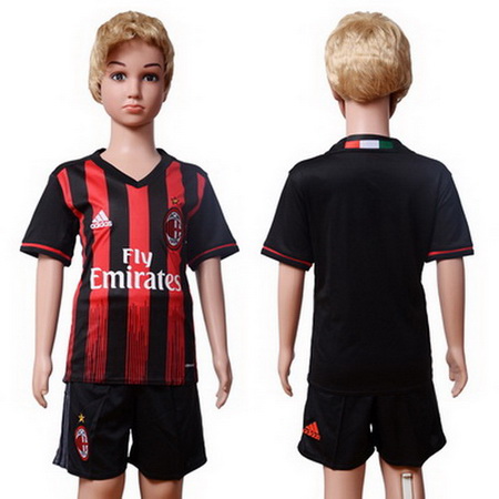 2016-17 AC Milan Blank or Custom Home Soccer Youth Black Shirt Kit