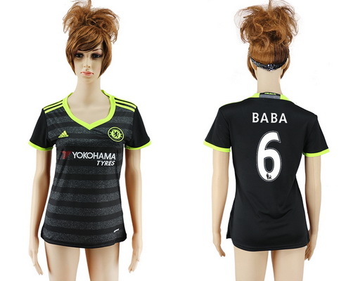 2016-17 Chelsea #6 BABA Away Soccer Women's Black AAA+ Shirt