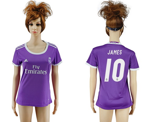 2016-17 Real Madrid #10 JAMES Away Soccer Women's Purple AAA+ Shirt