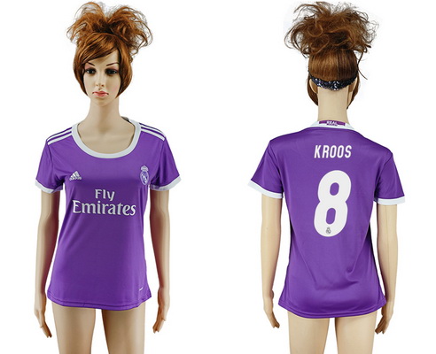 2016-17 Real Madrid #8 KROOS Away Soccer Women's Purple AAA+ Shirt