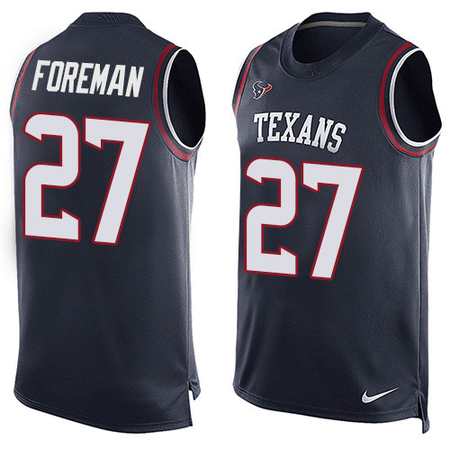 Nike Houston Texans #27 D'Onta Foreman Navy Blue Team Color Men's Stitched NFL Limited Tank Top Jersey